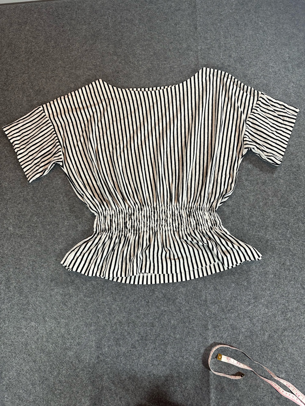 Grey State Black & White Striped Smocked Off-Shoulder Top